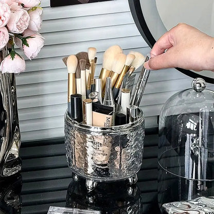 Spinning Cosmetic Organizer Box, Metallic Grey