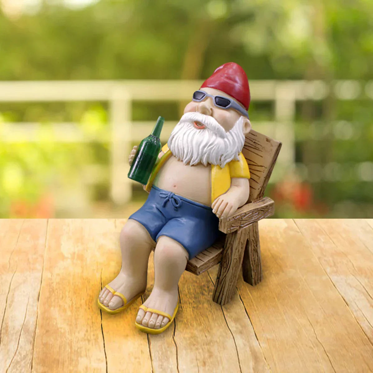 Comical Yard Gnome with Chair Decoration