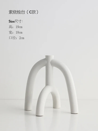 Simple White Ceramic Candle Holder Set of 3