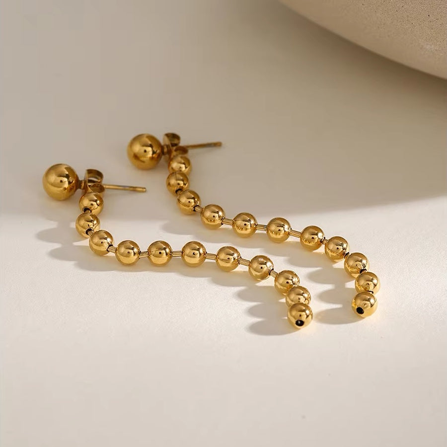 Elegant Dainty Beaded Gold Earrings