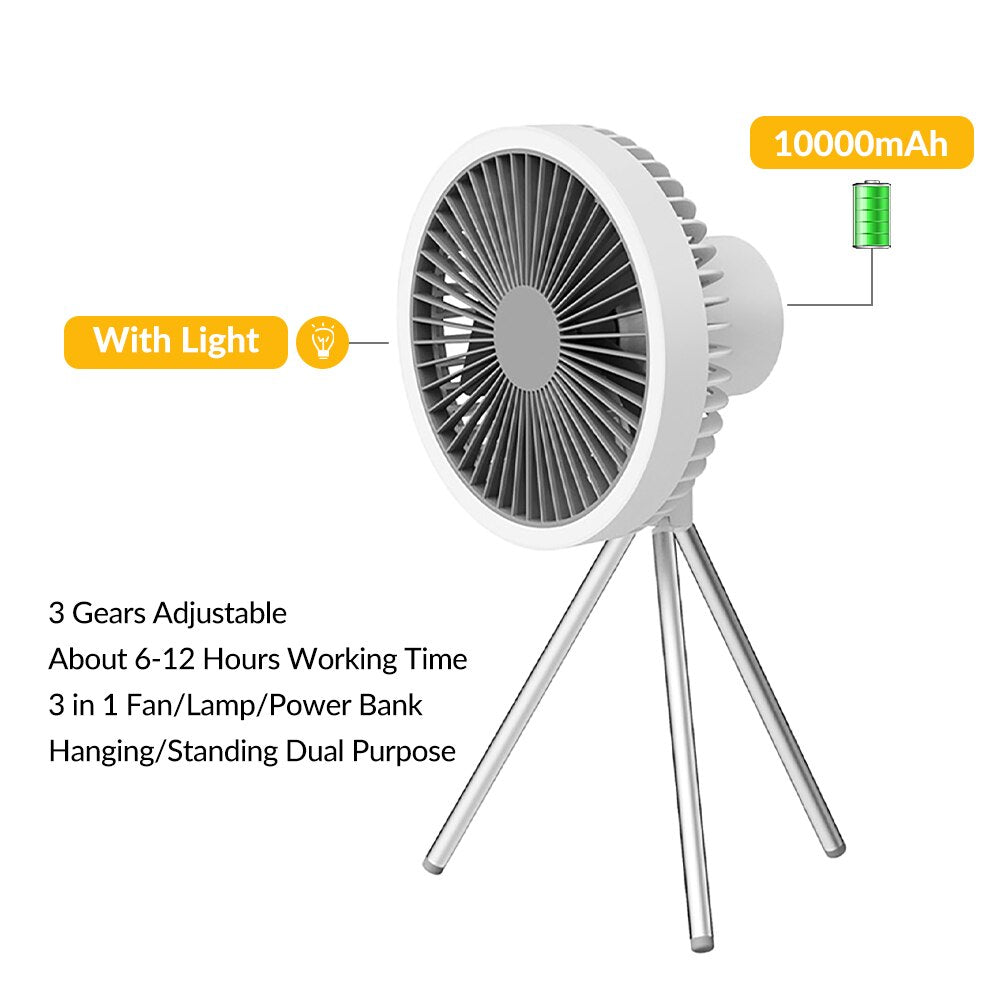 Portable Mini USB Rechargeable Fan Light