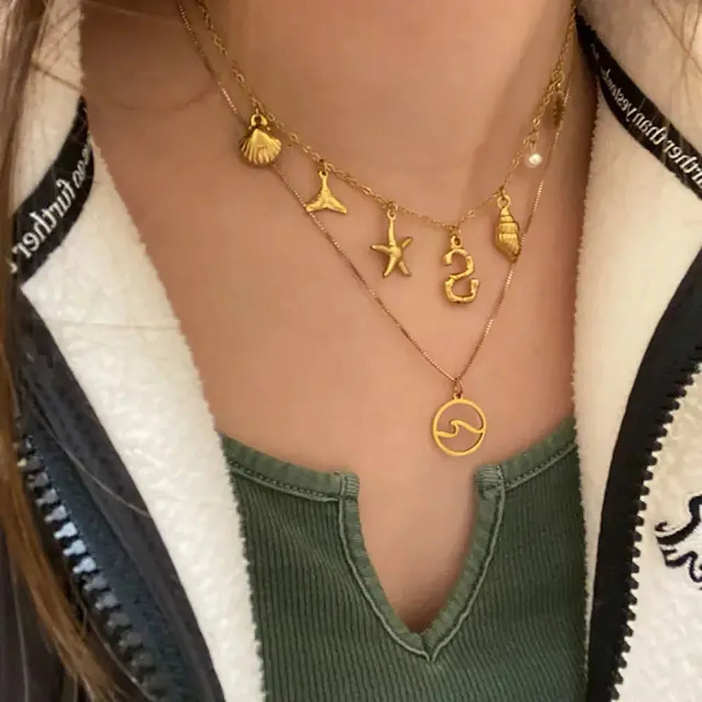 Personalized Coastal Shell Initial Necklace