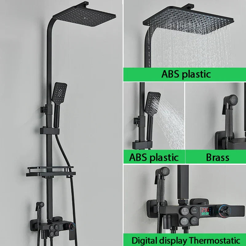 Premium Adjustable Thermostatic Shower Head System