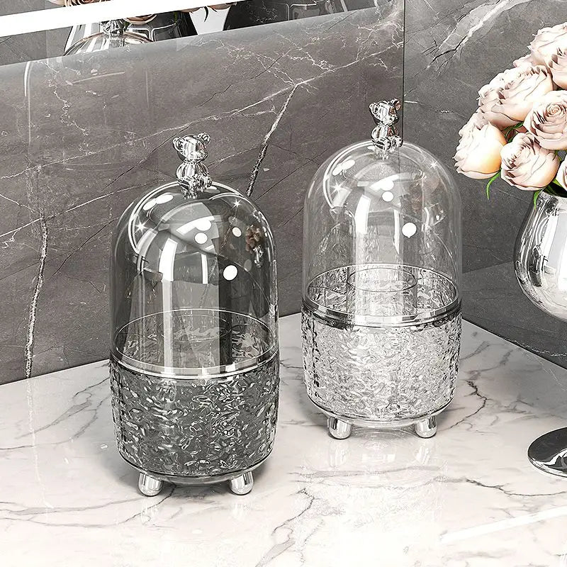 Spinning Cosmetic Organizer Box, Metallic Grey