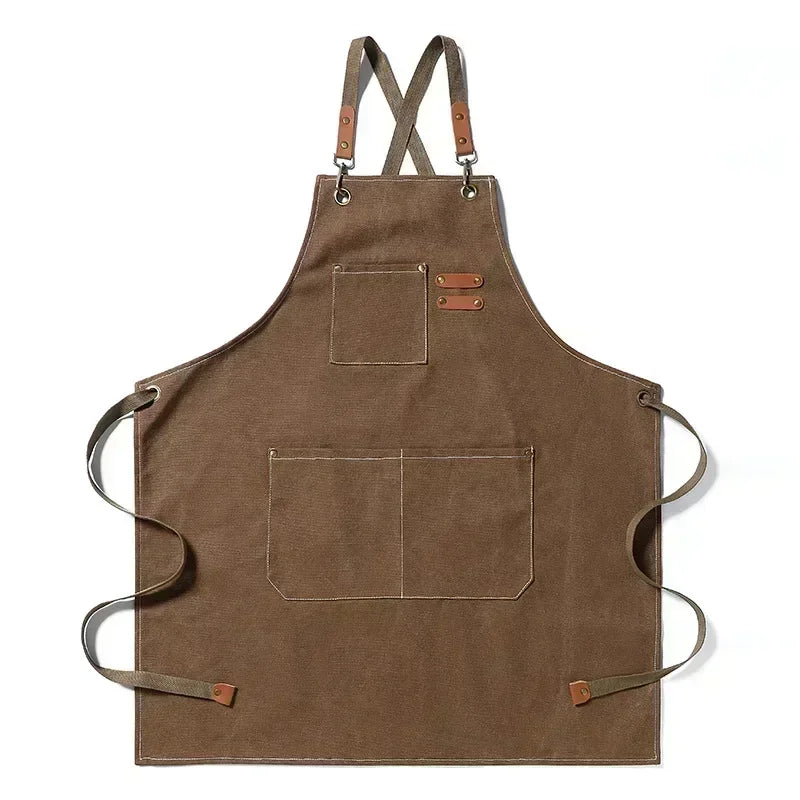 Practical Adjustable Cross Back Apron With Pockets