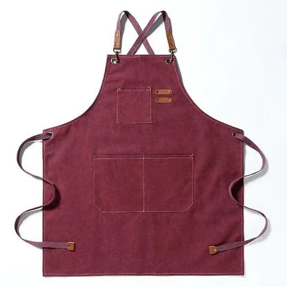 Practical Adjustable Cross Back Apron With Pockets