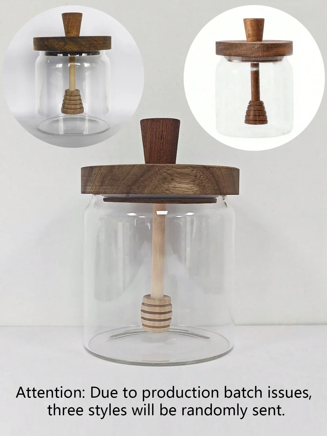 Pure Glass Honey Jar with Wood Top