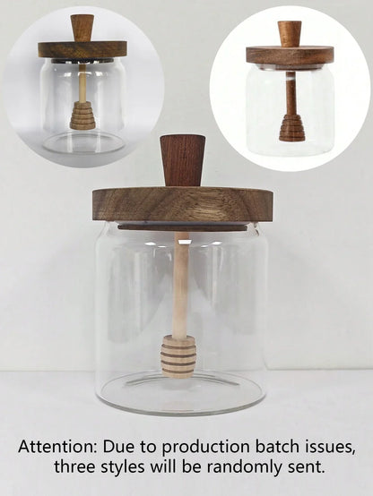 Pure Glass Honey Jar with Wood Top
