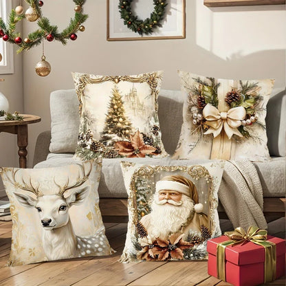 Cosy Christmas Cushion Covers Set of 4 Red Velvet