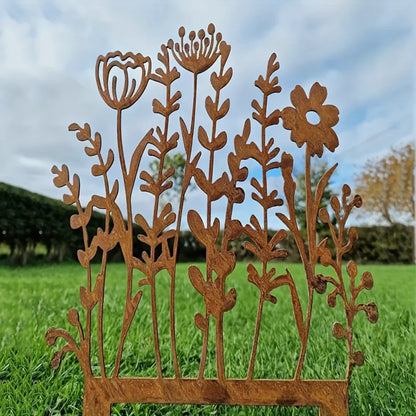 Rustic Metal Wildflower Garden Decor Stake