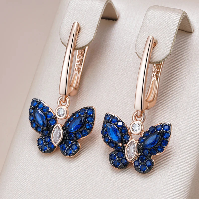 Pretty Blue Crystal Drop Earrings - Luxicro
