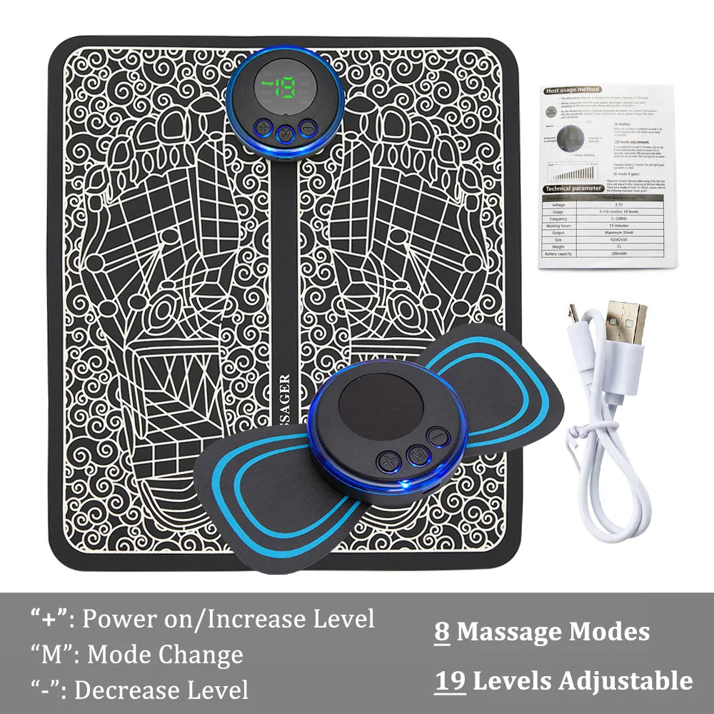 Electric Foot Massage Mat - 8 Modes Rechargeable