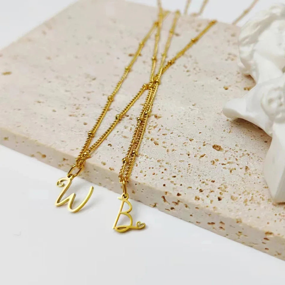 Dainty Astral Chain Letter Heart Pendant