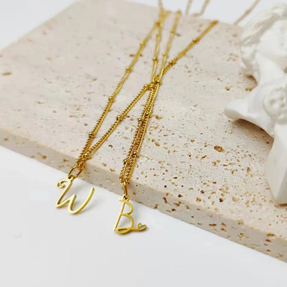 Dainty Astral Chain Letter Heart Pendant