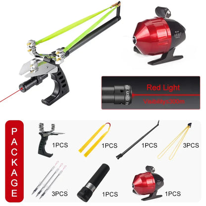 Accurate Long Range Fishing Slingshot with Laser Guide