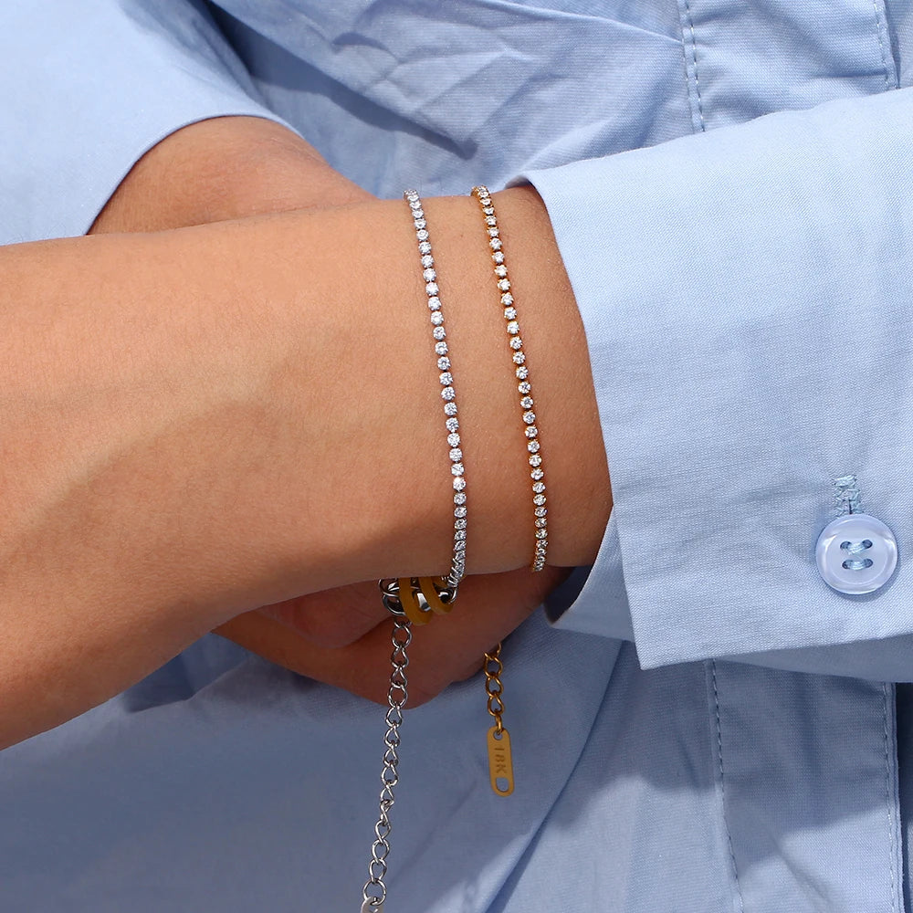 Dainty 2mm Slim Chain Bracelet Necklace Set