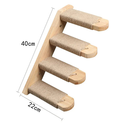 Compact Wall Mount Cat Tower Scratching Post Set
