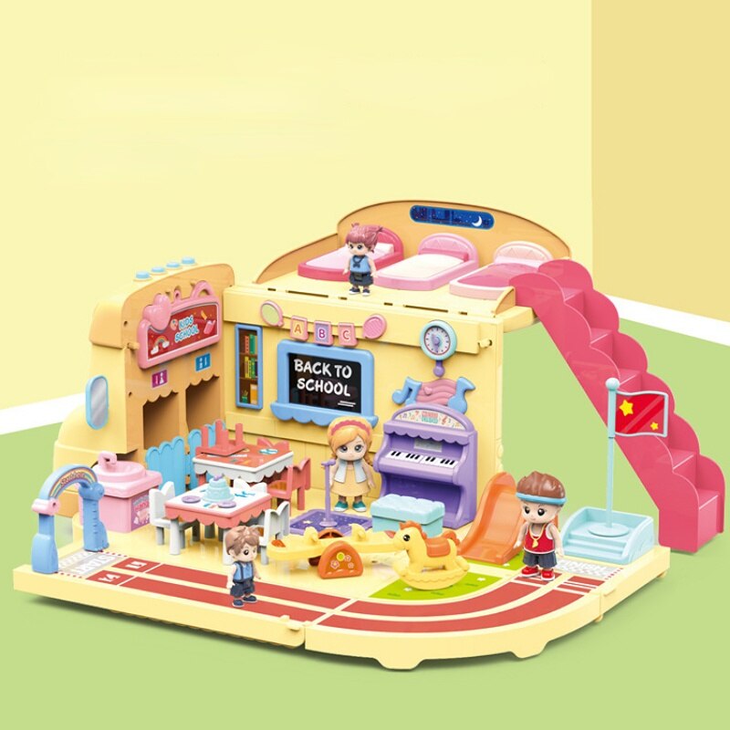 Colorful Childrens Large School Bus Toy Model