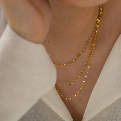 Dainty Triple Layer Gold Chain Necklace Set
