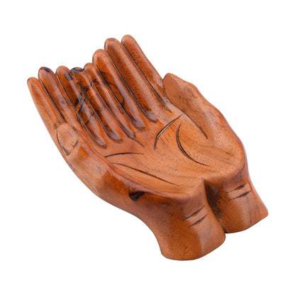Unique Wood Prayer Hand Candy Bowl Home Decor