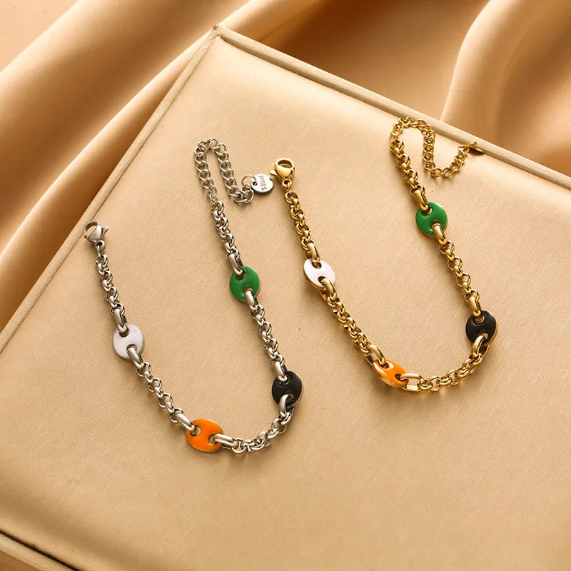 Colorful Round Chain Paperclip Bracelet