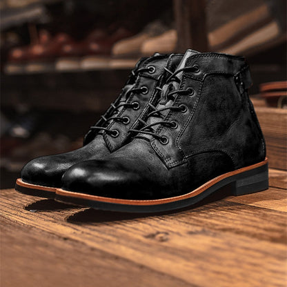 Tough Leather Ankle Boots for Men - Lace Up Style