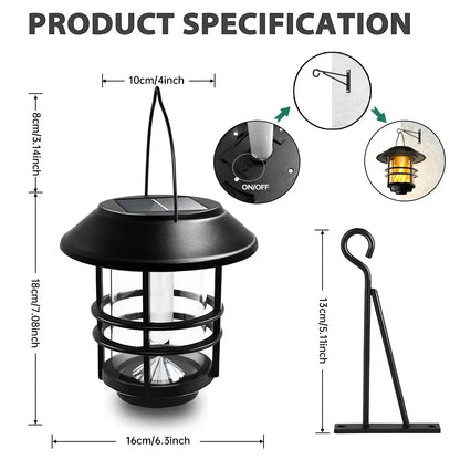 Garden Solar Lantern with Warm Flicker Light Effect