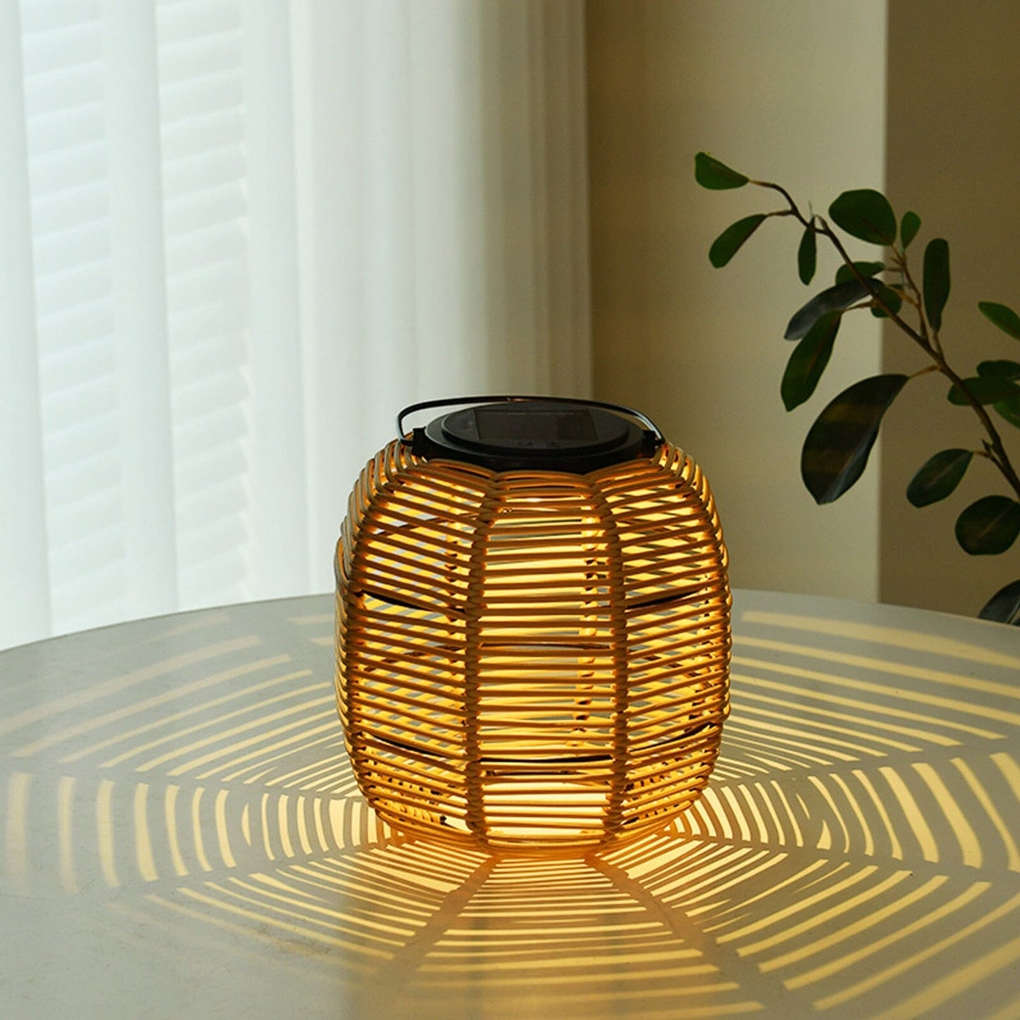 Outdoor Solar Powered Rattan Garden Lantern Light - Luxicro