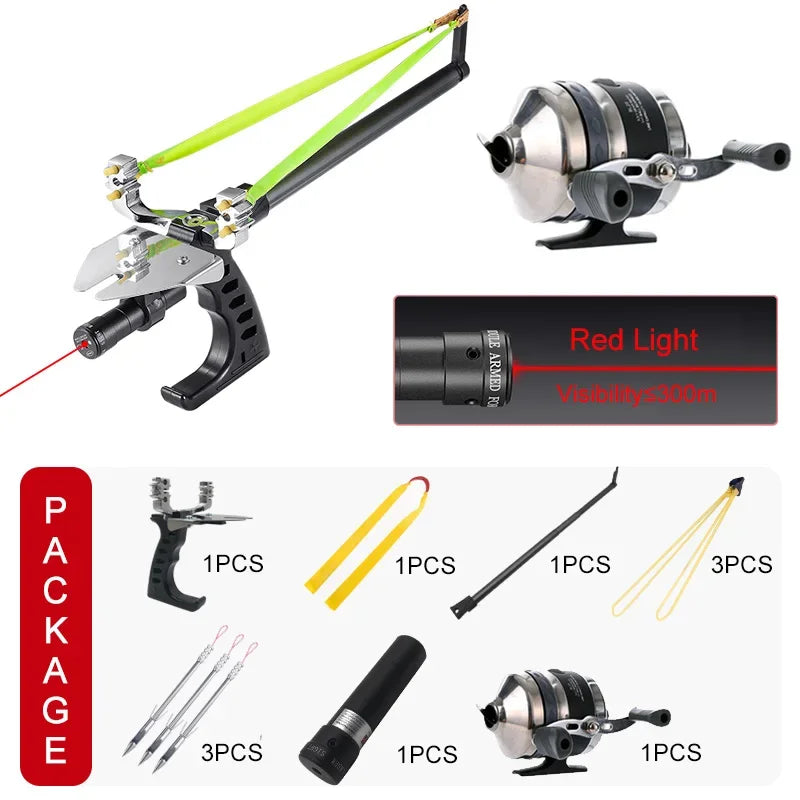 Accurate Long Range Fishing Slingshot with Laser Guide