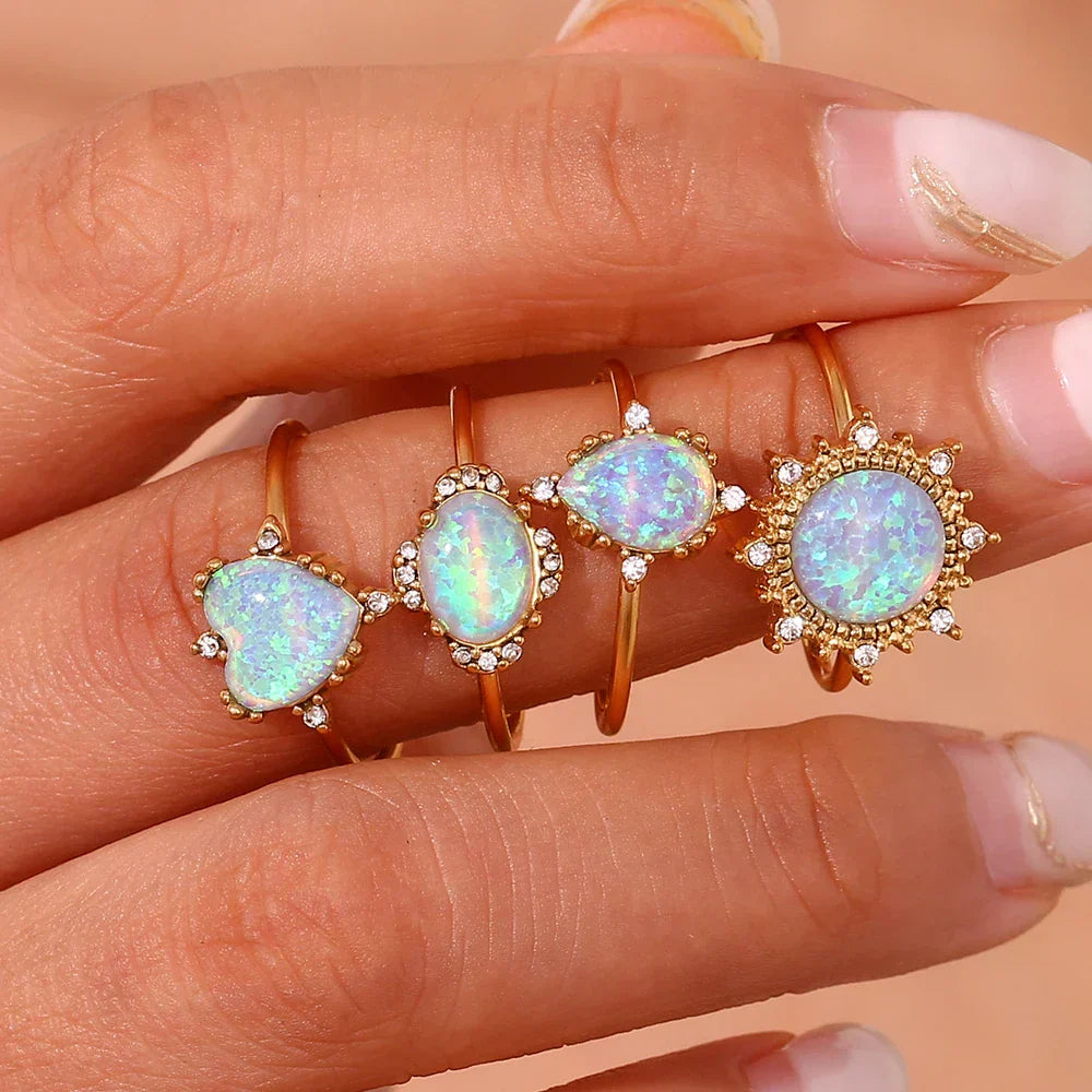 Shiny Gemstone Adjustable Fashion Rings