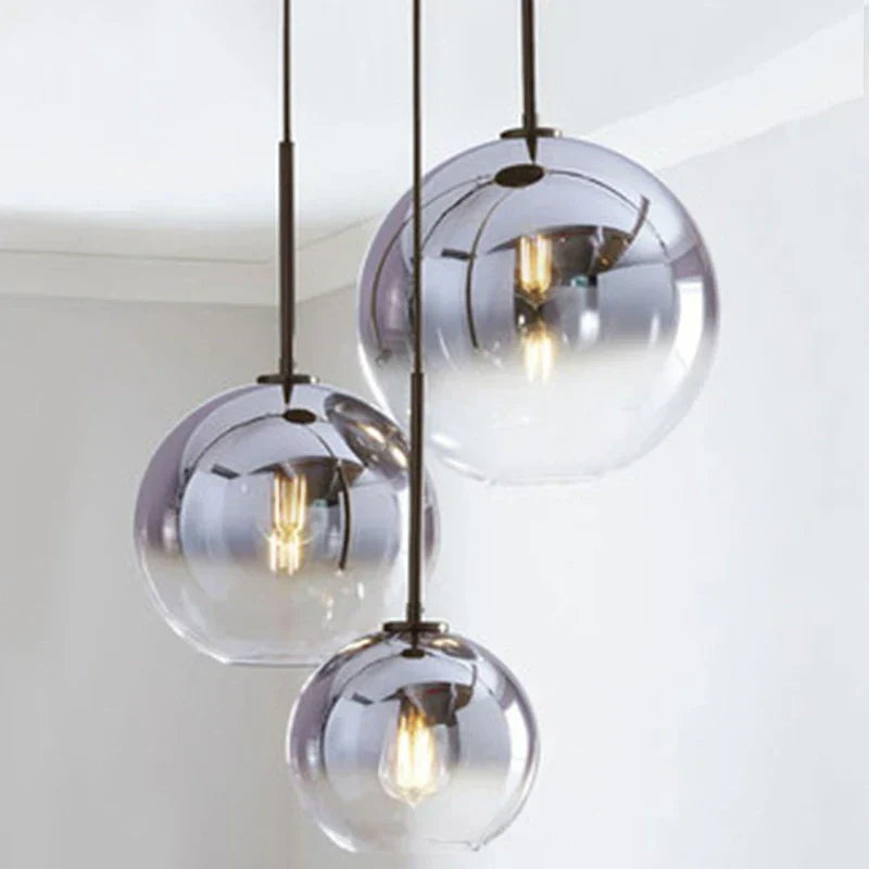 Luxury Gold Tone Glass Globe Chandelier