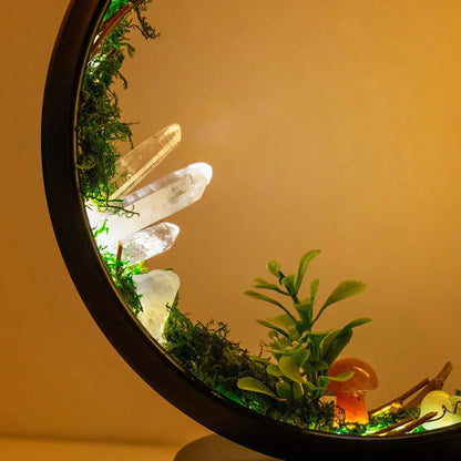Beautiful Glass Table Lamp with Green Crystals