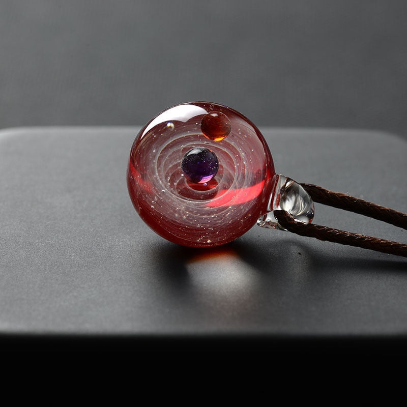 Cosmic Solar System Pendant Necklace