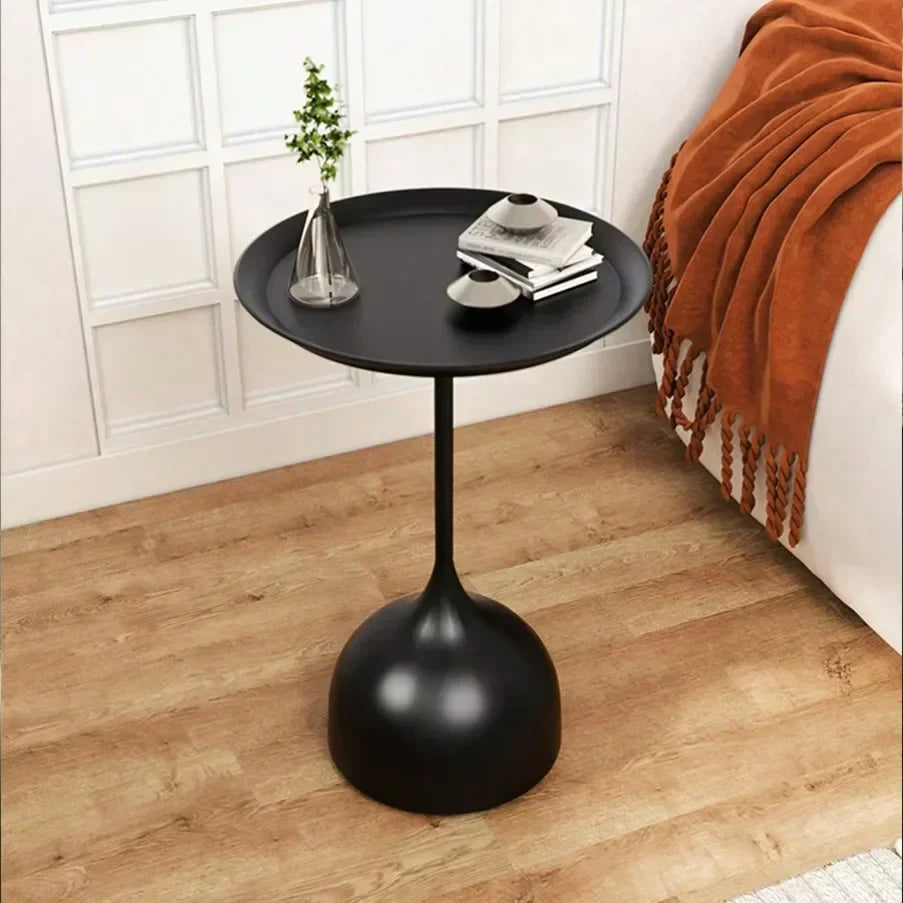 Sleek Silver Circle Side Table