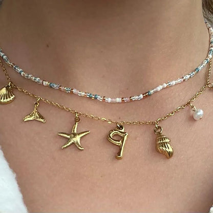 Personalized Coastal Shell Initial Necklace - Luxicro
