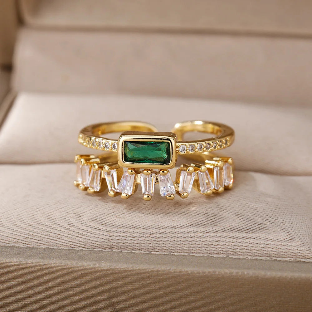 Elegant 2 Layer Diamond Baguette Ring