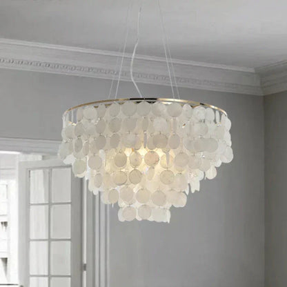 Beautiful Shell Chandelier With Soft White Glow