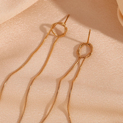 Dainty 14k Gold Circle Dangle Earrings