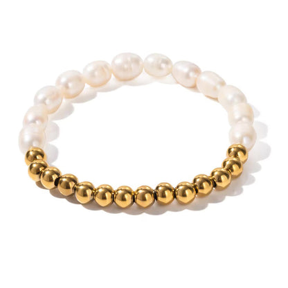 Elegant Golden Beaded Charm Bracelet