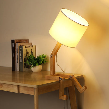 Rustic Wood Bedroom Night Lamp