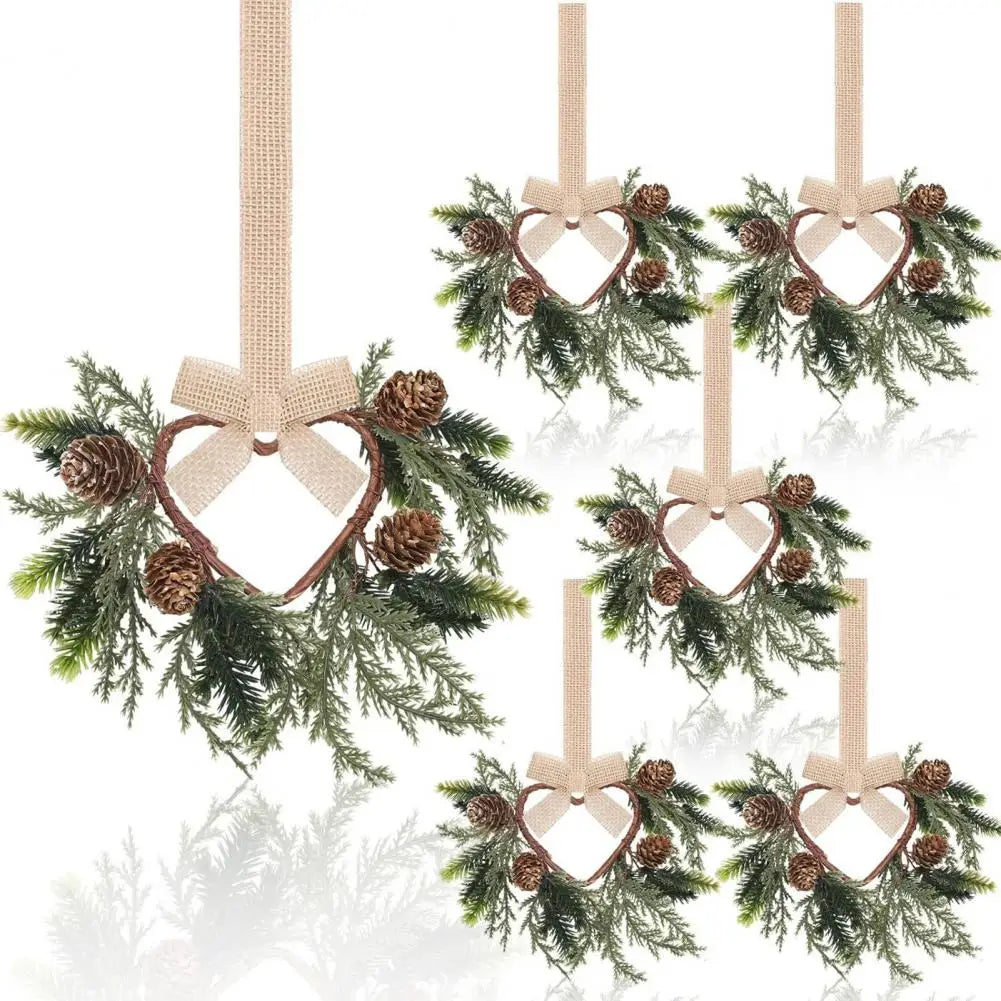 Small Christmas Wreath Set of 6 Artificial Holiday Decor
