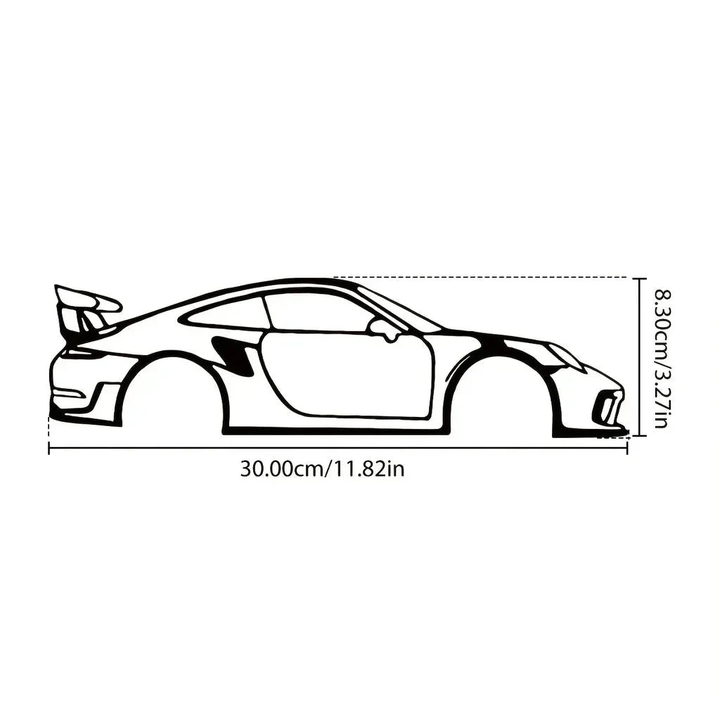 Racing Car Metal Wall Decor - Sleek Auto Art Silhouette