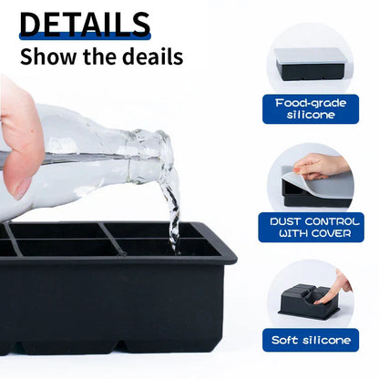 Big Flexible Ice Cube Tray, Non-Toxic & Easy Clean