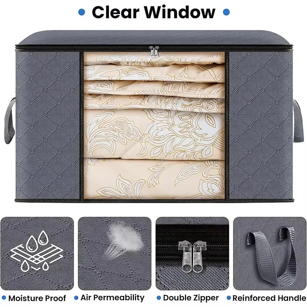 Collapsible Closet Storage Bag for Clothes and Blankets