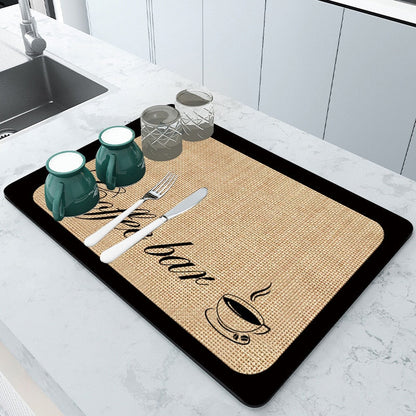 Non Slip Kitchen Mat for Drying Dishes Safely