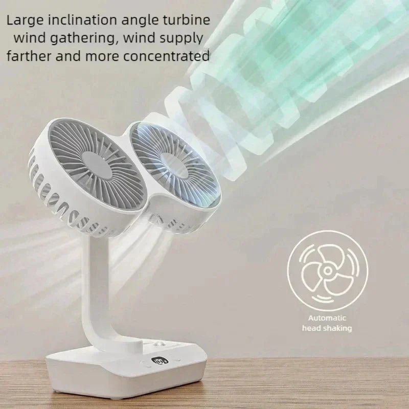 Compact Battery Powered Desk Fan with LCD Screen