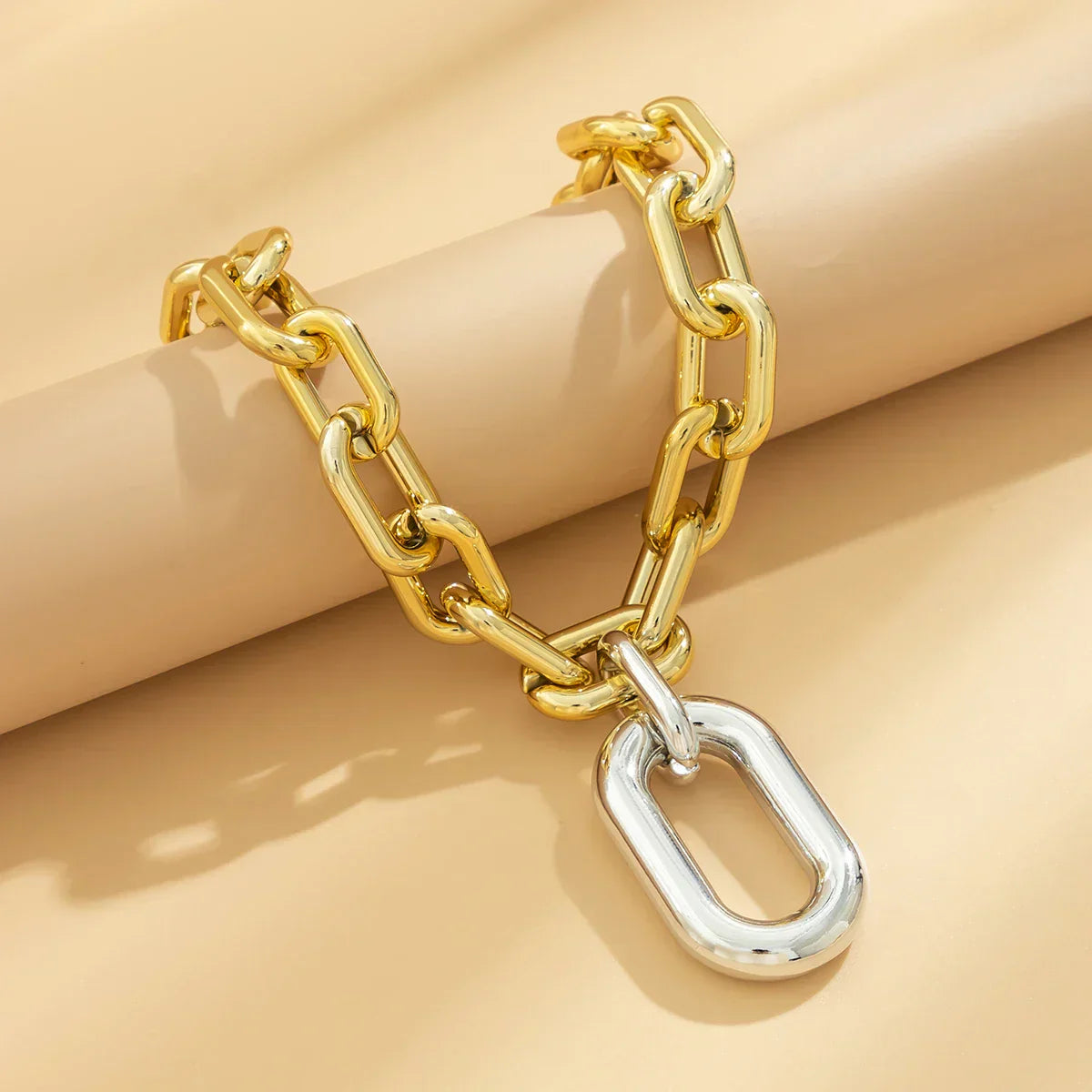 Edgy Two Tone Paperclip Link Necklace