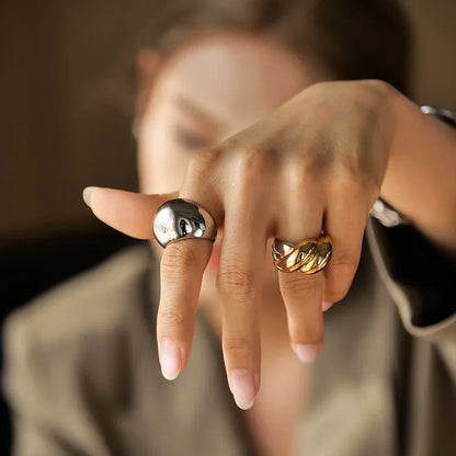 Luxurious Two Tone Gold Finish Cocktail Ring