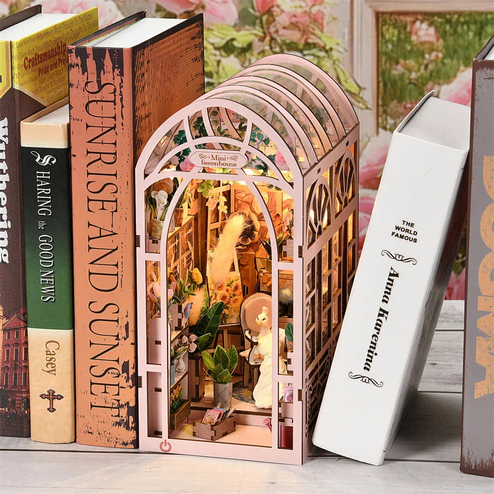 Compact Wooden Bookcase with LED Lighting Kit