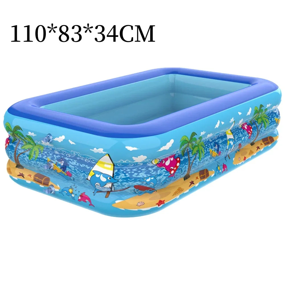 Colorful Children's Blow Up Pool with Cute Characters - Luxicro